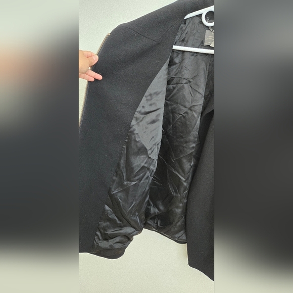 J. Crew Double Cloth by Manifaturra Italy Wool Envelope Black Coat Size 8 - Picture 11 of 16